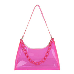 Clear PVC Jelly Underarm Bag Summer Handbag Purse Phone Shoulder Bag