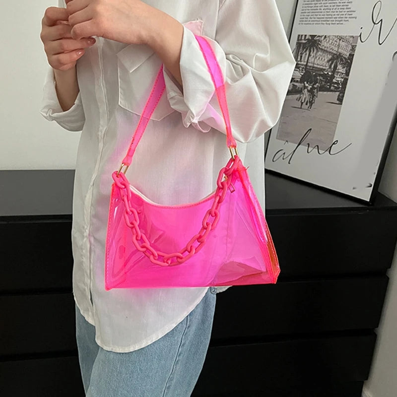 Ladies PVC Clear Underarm Bag Summer Handbag Purse