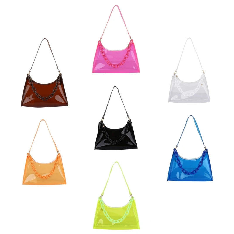 Ladies PVC Clear Underarm Bag Summer Handbag Purse