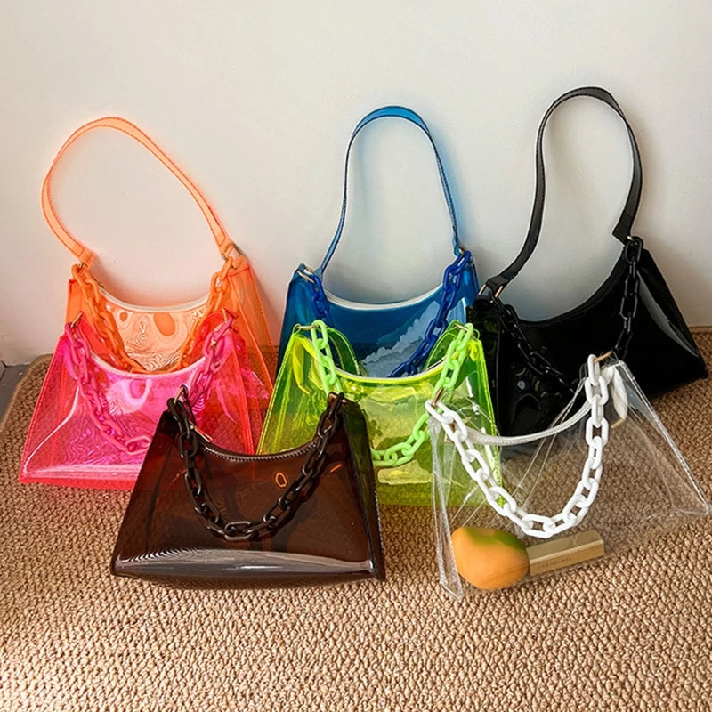 Ladies PVC Clear Underarm Bag Summer Handbag Purse