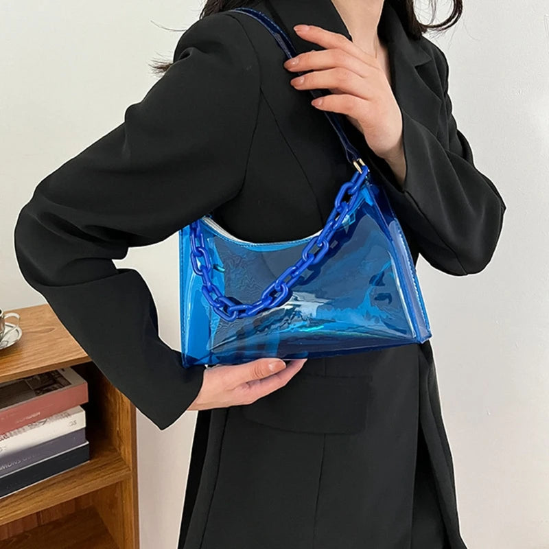 Ladies PVC Clear Underarm Bag Summer Handbag Purse