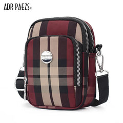 Ladies Plaid Flap Bag Crossbody Handbag Girls Clutch Chain Waterproof Nylon