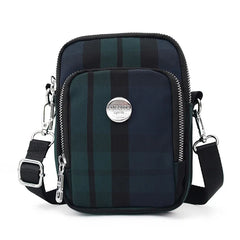 Ladies Plaid Flap Bag Crossbody Handbag Girls Clutch Chain Waterproof Nylon