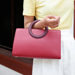 Women Red Tote Bag PU Leather Shoulder Crossbody Top Handle Party Bag