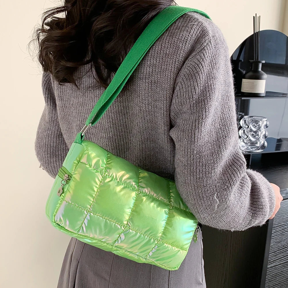 Plaid Quilted PU Leather Shopper Bag Shoulder Tote Armpit Bags