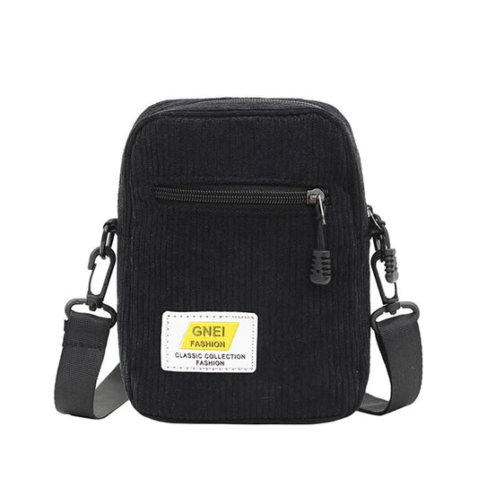 Corduroy Multi-layer Shoulder Bag Zipper Messenger Bag