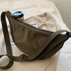 Nylon Shoulder Bag Solid Messenger Underarm Canvas Dumplings Bag