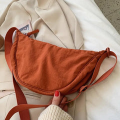 Nylon Shoulder Bag Solid Messenger Underarm Canvas Dumplings Bag