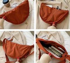 Nylon Shoulder Bag Solid Messenger Underarm Canvas Dumplings Bag