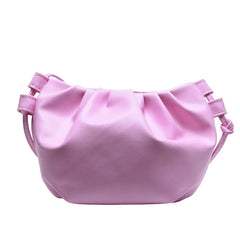 Pleated Messenger Bag Women Solid Mini Zipper Cloud Bag Girls