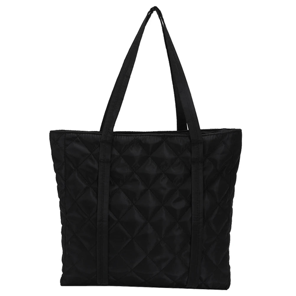 Large Capacity Cotton Padded Tote Handbag Rhombus Pattern