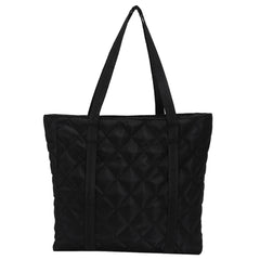Large Capacity Cotton Padded Tote Handbag Rhombus Pattern