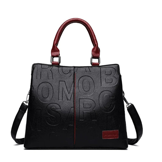 Retro Casual Lady Large Capacity Handbag Letter Leather Handbags