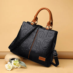 Retro Casual Lady Large Capacity Handbag Letter Leather Handbags