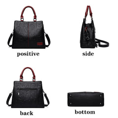 Retro Casual Lady Large Capacity Handbag Letter Leather Handbags