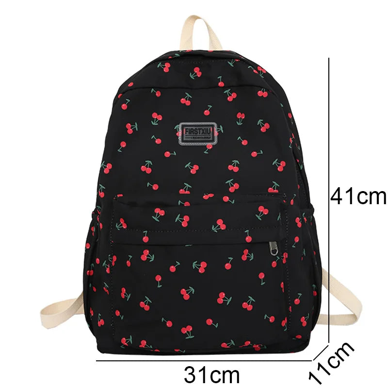 Lady Leisure College Backpack Pink Floral Print Student Bag Travel Book Laptop