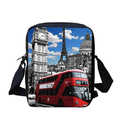 Landscape Print Crossbody Bag with Building Pattern