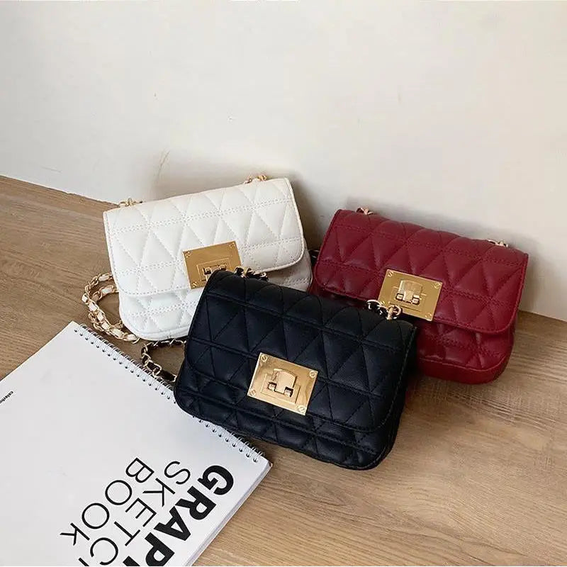 Lady Shoulder Bags Chain PU Leather Mini Crossbody Casual Handbags