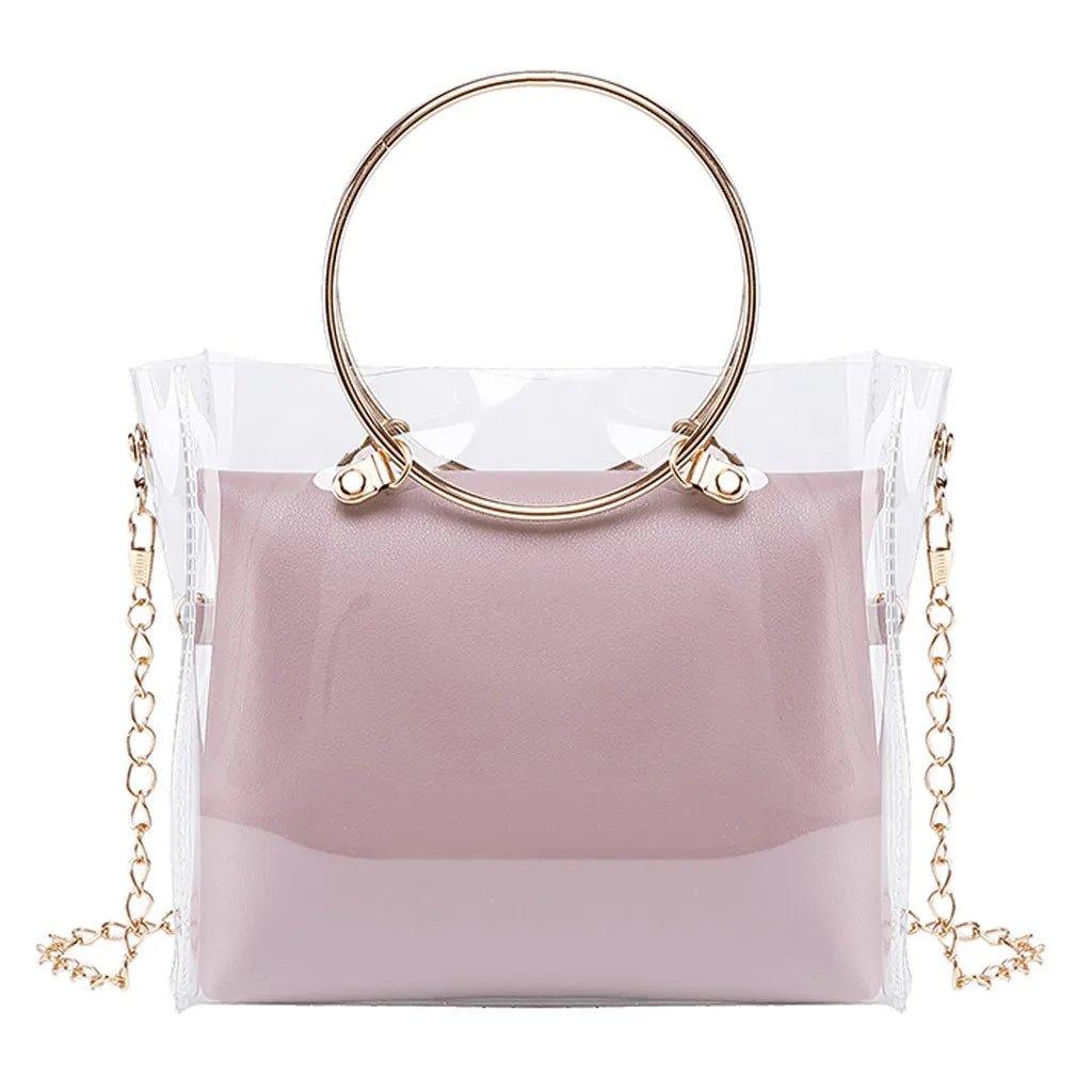 Lady Shoulders Bags Women PVC Jelly Package Female Chain Transparent Handbag