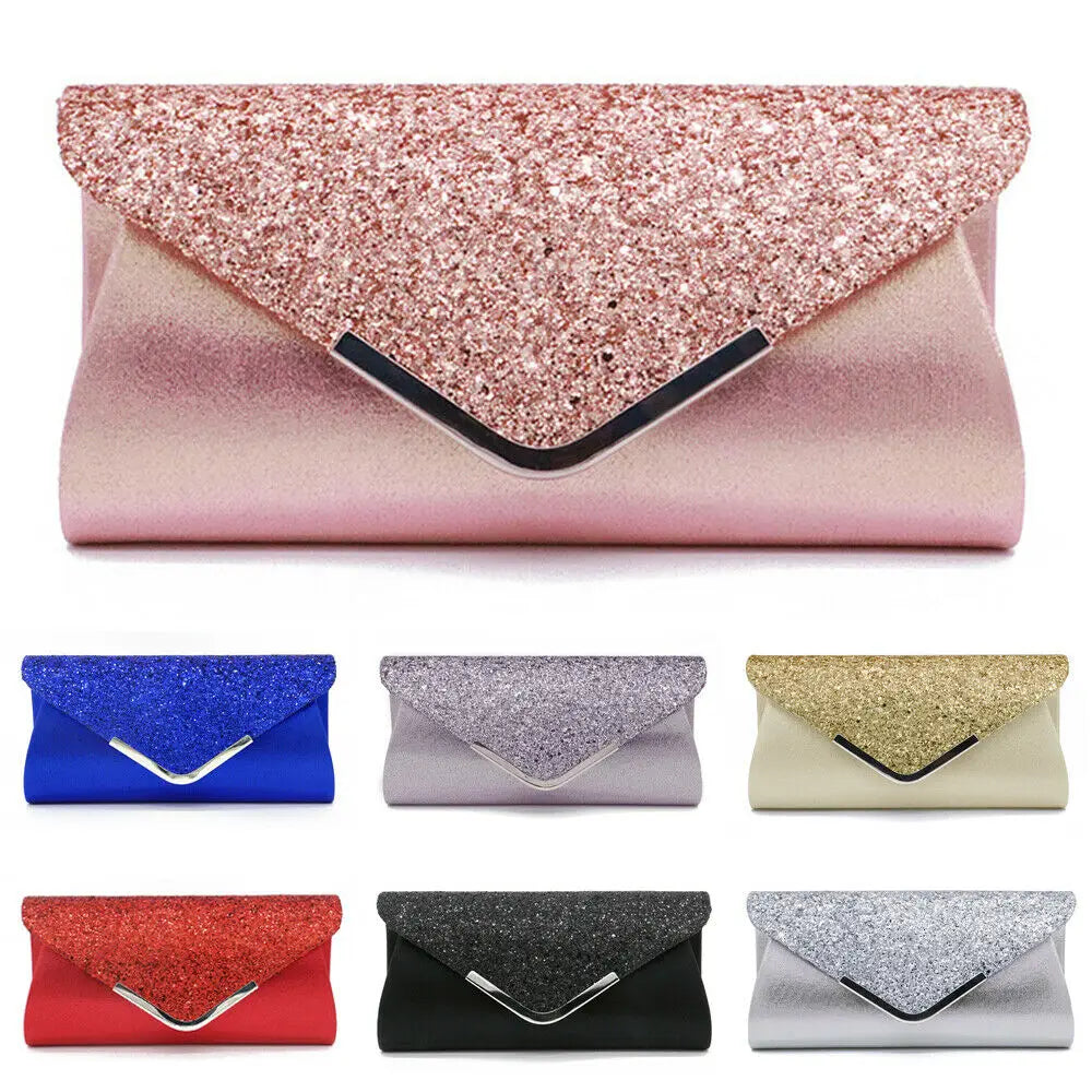 Glitter Clutch Wallet Evening Prom Purse Handbag