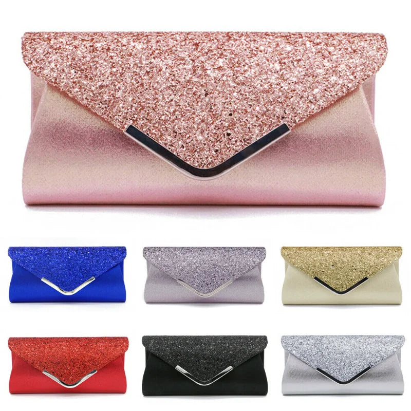 Women Glitter Clutch Wallet Evening Wedding Prom Purse Handbag