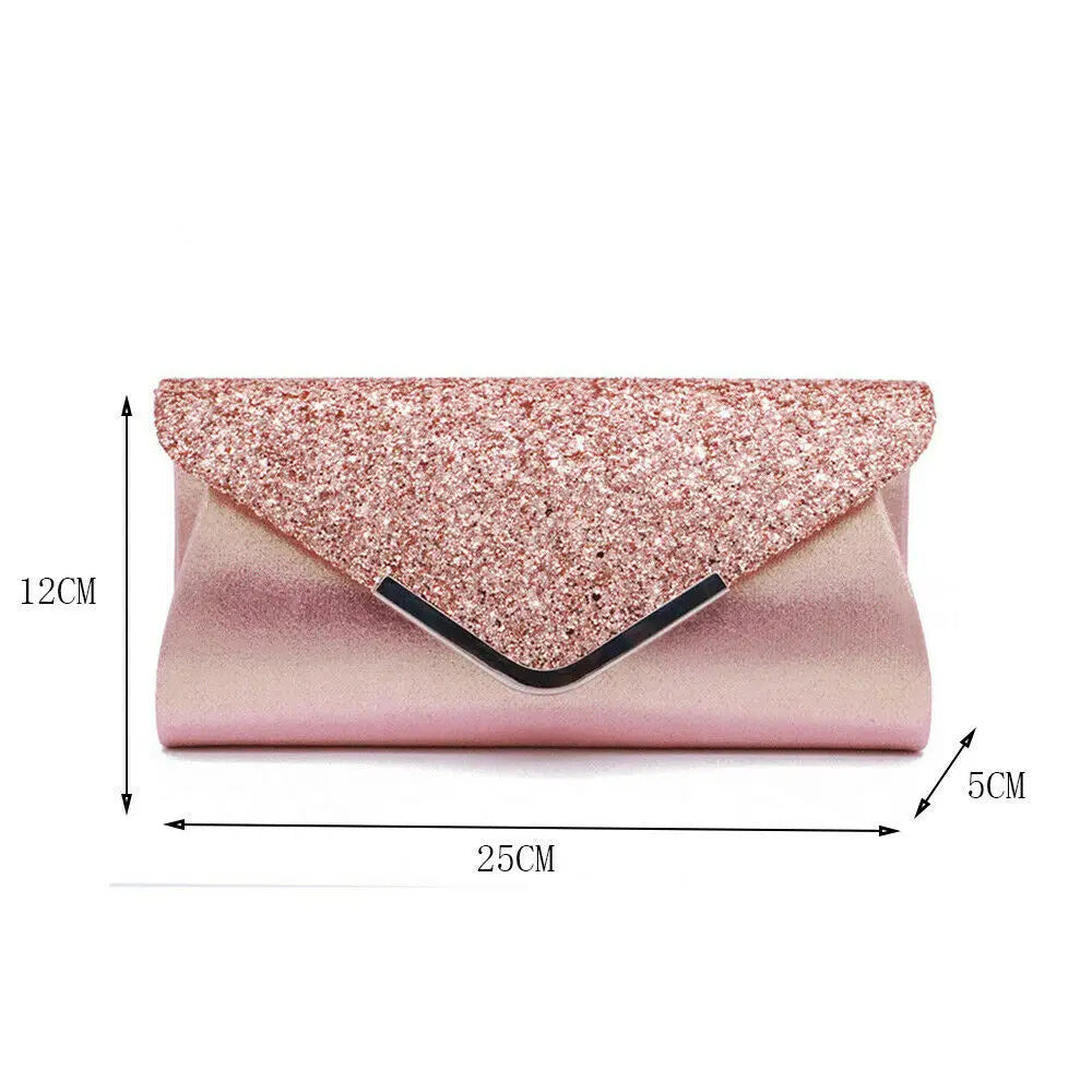 Glitter Clutch Wallet Evening Prom Purse Handbag