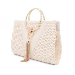 Summer Handbag Metal Handle Tassel Shoulder Bag Chain Crossbody Purse