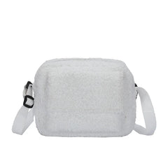 Lamb Plush Shoulder Bags Brown Zipper Pockets Crossbody Small Shopping Bags