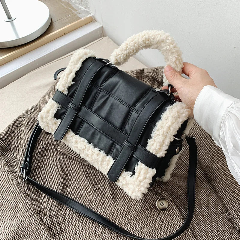 Lamb Wool Ladies Shoulder Bag Leather Women Crossbody Bag
