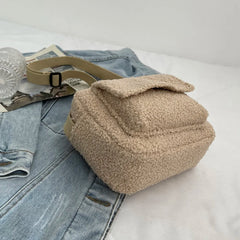 Lamb Wool Shoulder Bag Women Autumn Winter Solid Crossbody Bags