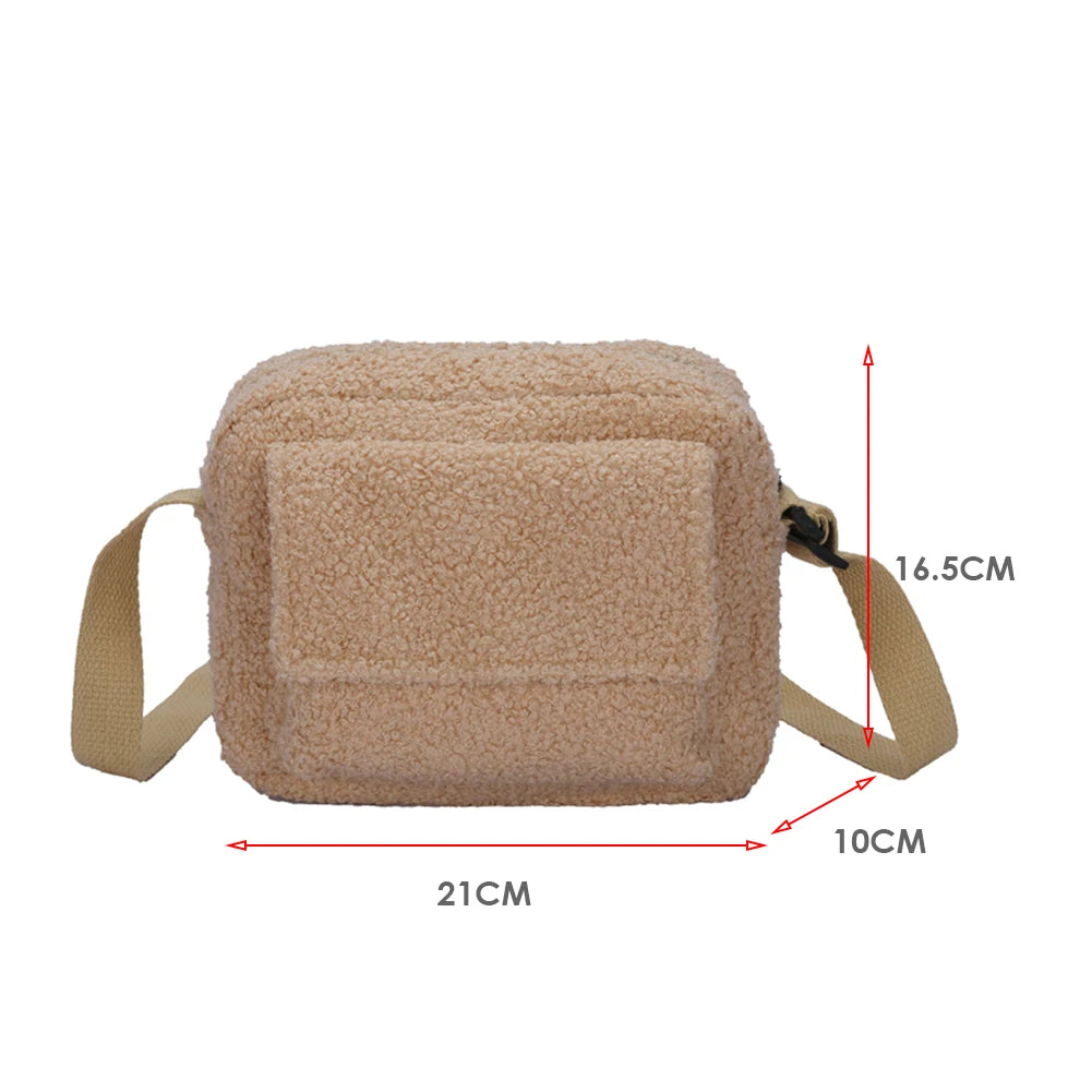 Lamb Wool Shoulder Bag Women Autumn Winter Solid Crossbody Bags