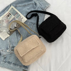 Lamb Wool Shoulder Bag Women Autumn Winter Solid Crossbody Bags