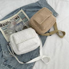 Lamb Wool Shoulder Bag Women Autumn Winter Solid Crossbody Bags