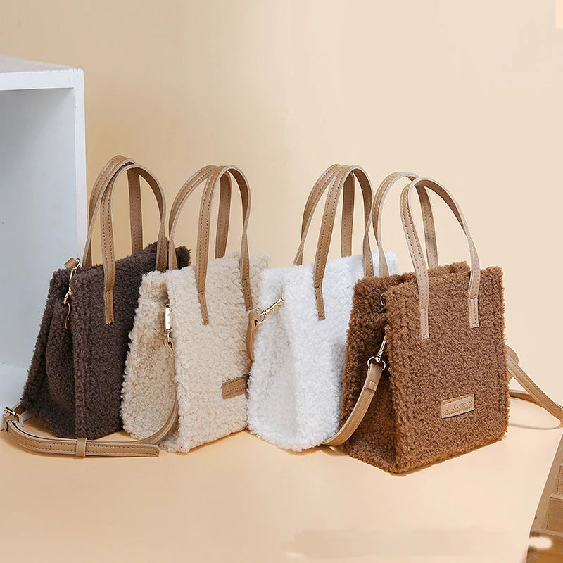 Fluffy Lambswool Crossbody Bag Women Handbags Faux Fur Shoulder Bag