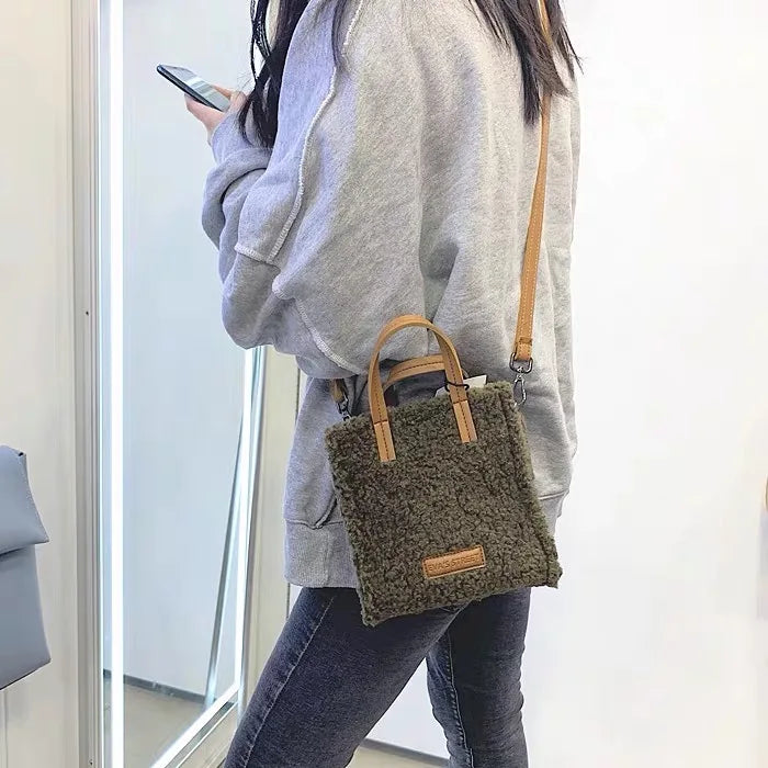 Fluffy Lambswool Crossbody Bag Women Handbags Faux Fur Shoulder Bag