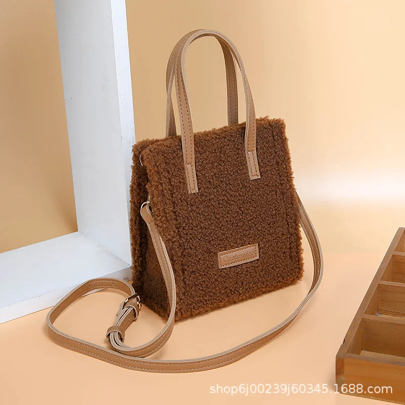 Fluffy Lambswool Crossbody Bag Women Handbags Faux Fur Shoulder Bag