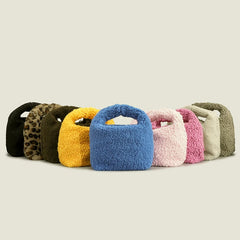 Lambswool Women Handbag Hobos Shoulder Bags Faux Fur Chains Crossbody Bag