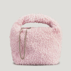 Lambswool Women Handbag Hobos Shoulder Bags Faux Fur Chains Crossbody Bag