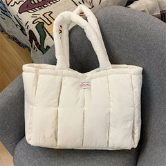 Quilted Comfort Tote Handbag Women Shoulder Bag Winter Purse