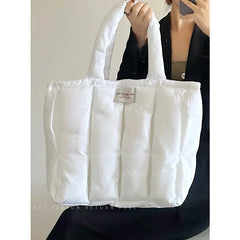 Quilted Comfort Tote Handbag Women Shoulder Bag Winter Purse