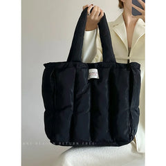 Quilted Comfort Tote Handbag Women Shoulder Bag Winter Purse