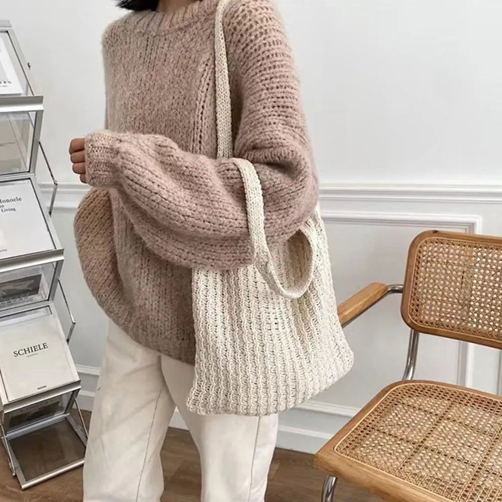 Large Woven Tote Bag Shopping Handbags Women Shoulder Bags Crochet Hobo