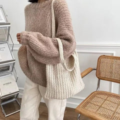 Large Woven Tote Bag Shopping Handbags Women Shoulder Bags Crochet Hobo