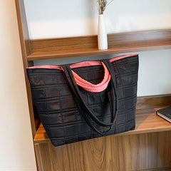 Large Capacity Shoulder Bag Nylon Plaid Casual Tote Bags For Women Handbags