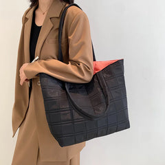 Large Capacity Shoulder Bag Nylon Plaid Casual Tote Bags For Women Handbags