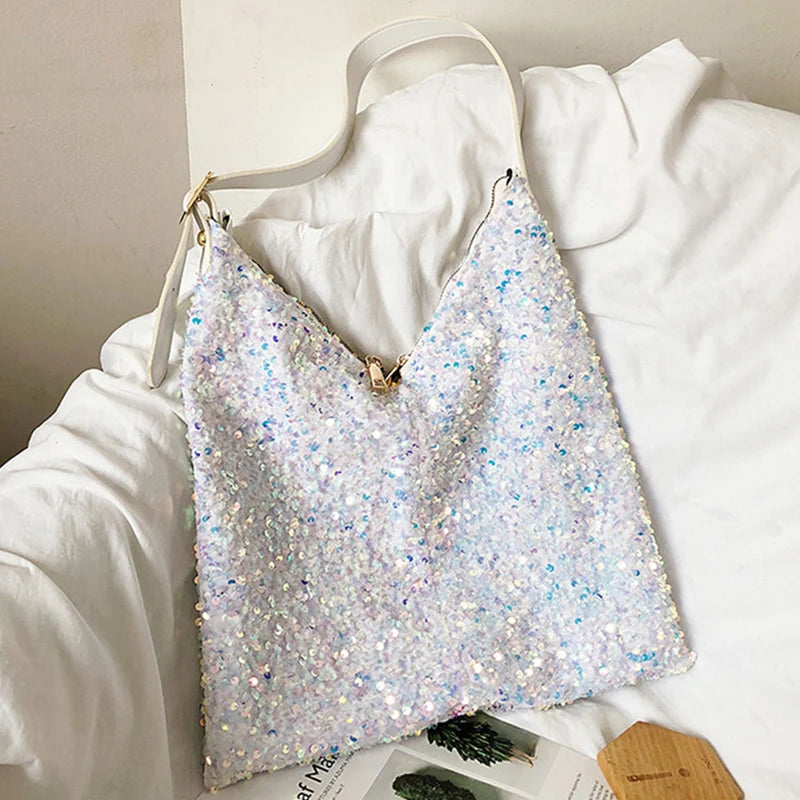 Sequin Shoulder Bag Totes for Women Large Capacity Handbag