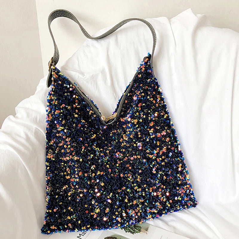 Sequin Shoulder Bag Totes for Women Large Capacity Handbag