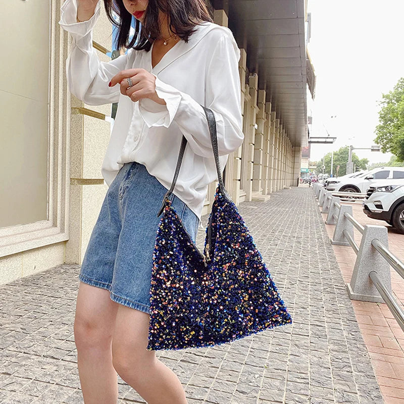 Sequin Shoulder Bag Totes for Women Large Capacity Handbag