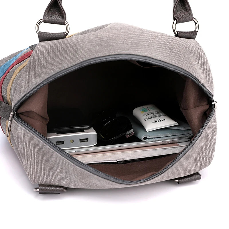 Large Capacity Canvas Shoulder Bag Casual Matte Tote Crossbody Handbag