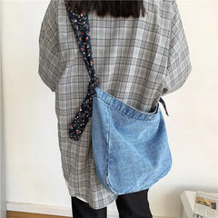 Large Capacity Women Canvas Shopping Bags Ladies Denim Handbags Shoulder Bag